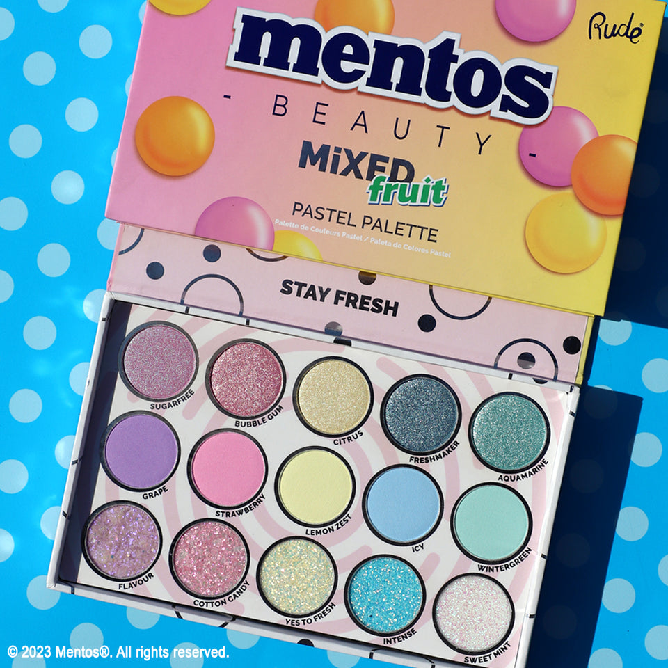 Rude Cosmetics Mentos mixed fruit pastel palette.