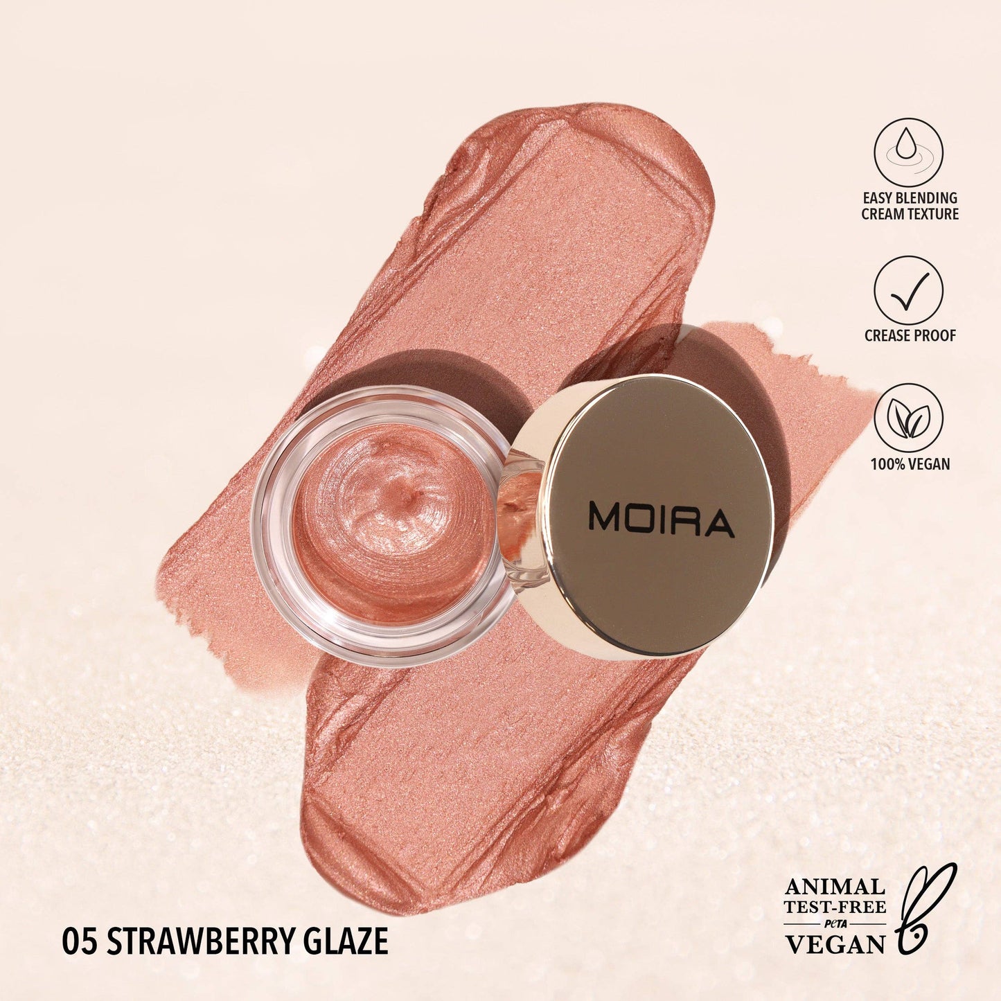 Moira Everlust Shimmer Cream Shadow (005, Strawberry Glaze)